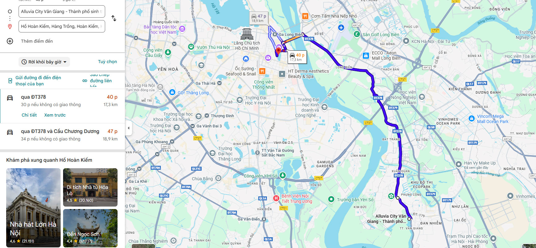 Alluvia City cách Hà Nội bao xa? Test thử thời gian di chuyển thực tế 1