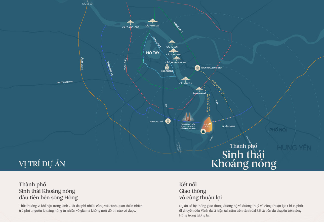 Các tuyến giao thông trọng điểm kết nối Alluvia City Văn Giang – Hà Nội 2