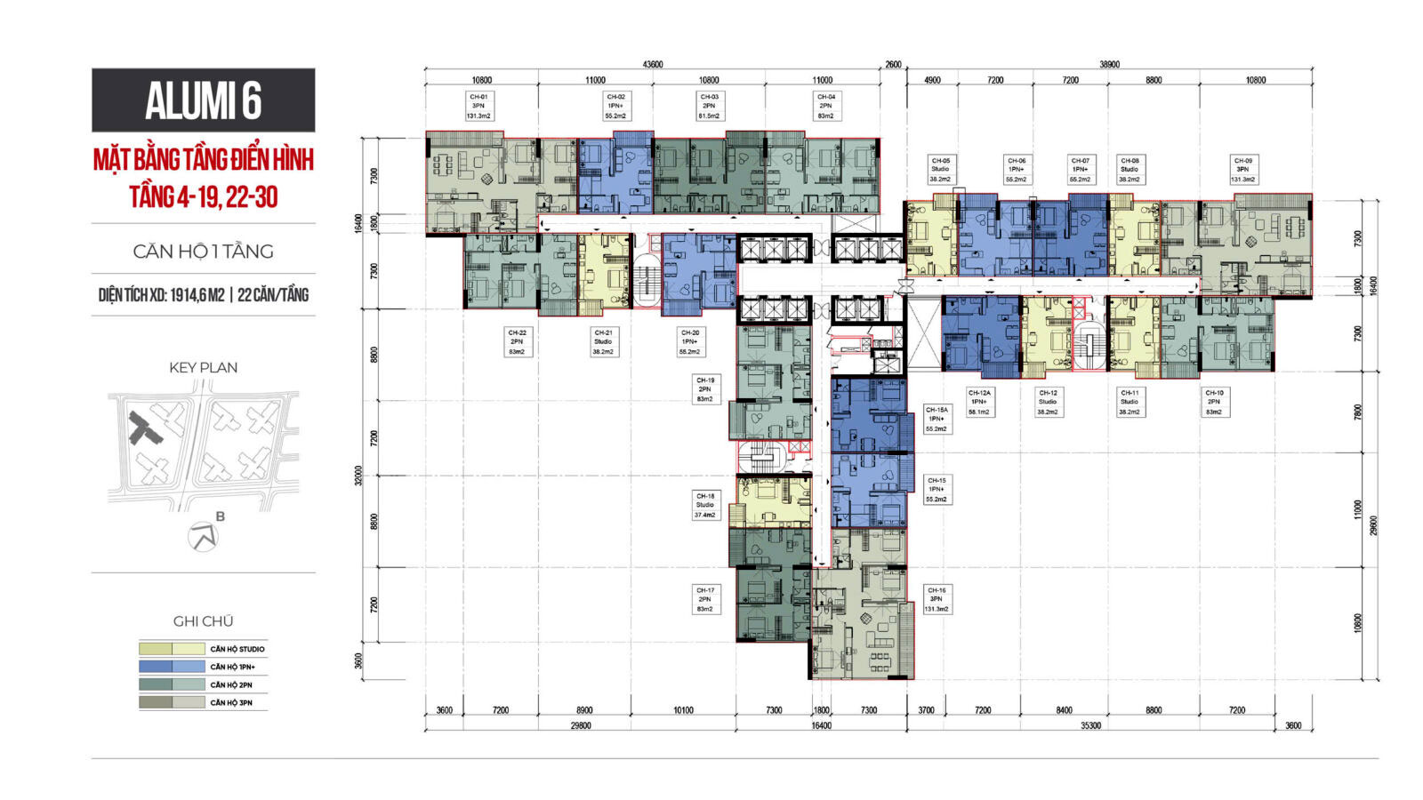 MẶT BẰNG TÒA ALUMI 6 DỰ ÁN ALUMI HƯNG YÊN
