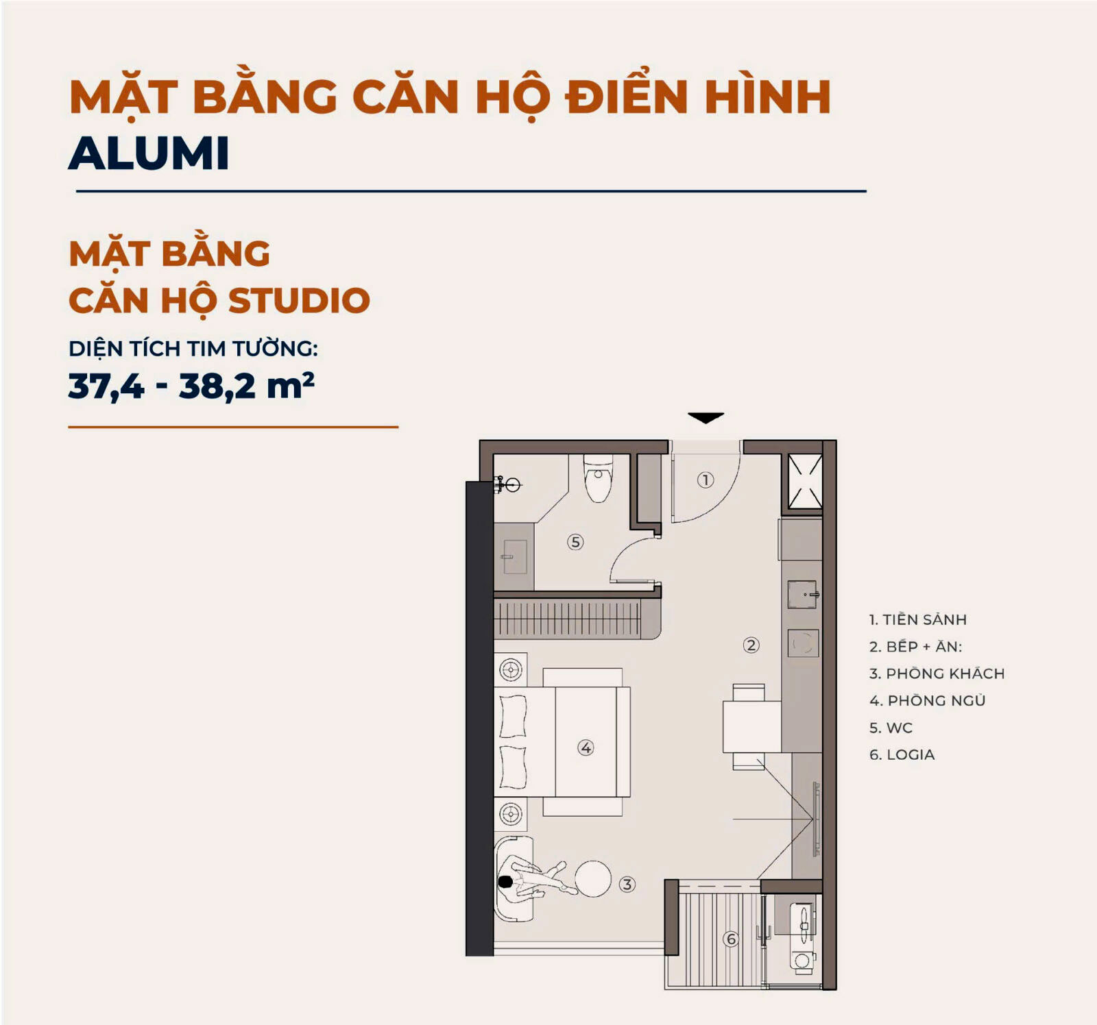 Thiết kế căn hộ Studio Alumi – dự án Alluvia City Hưng Yên